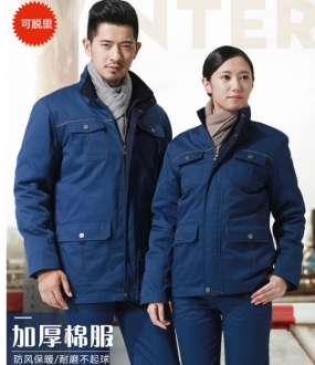 純棉加厚可脫里防風棉服
